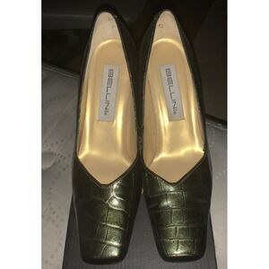 Bellini Dark Green Croc Pattern High Heel Pumps Sz 8